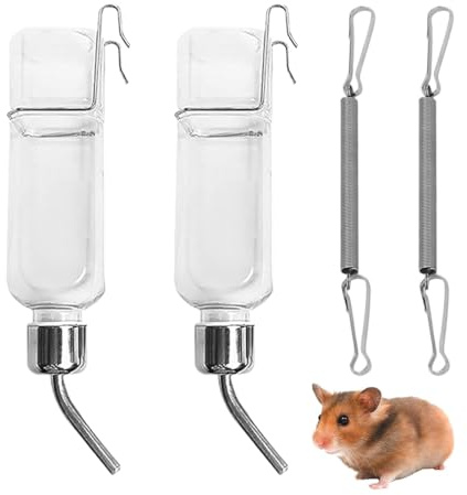 Aililong 2 botellas con soporte, 350 ml, diseño autocentrado, bebedero roedores, botella de agua para animales pequeños como conejos, hámsteres, cobayas