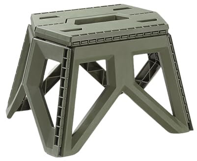 Xafrstyu Tragbarer Klapphocker für Camping, Angeln, Wandern – Ultraleicht, Belastbar bis 200kg, Faltbarer Outdoor Stuhl – 740g Gewicht – Armeegrün (1)