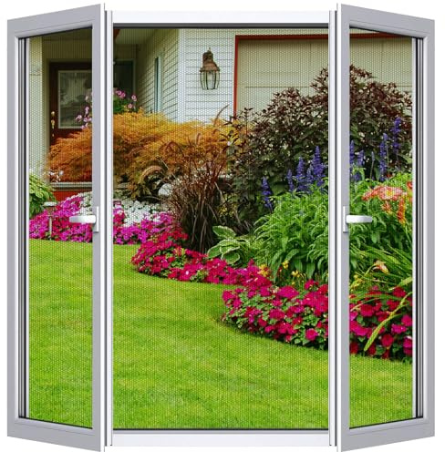 Cinkee Zanzariera Finestra Regolabile Fai da Te, Zanzariera Trasparente con Nastro Adesivo, Installazione Senza Forare per Porte di Balconi e Giardini – Nero, 250x150 cm, 1 Pezzo