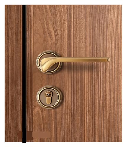 Serrure fendue intérieure verte ancienne simple serrure de porte en bois chambre silencieuse serrure de porte de pièce serrure de porte magnétique en bronze jaune américain(Type C-Magnetic lock)