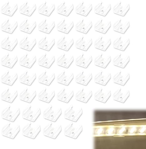 50 Stück wasserdichte LED-Lichtstreifen Clips, Halterungen für 12 mm bis 14 mm breite Silikon LED-Streifen, Befestigungsklemmen mit Schrauben, durchscheinend