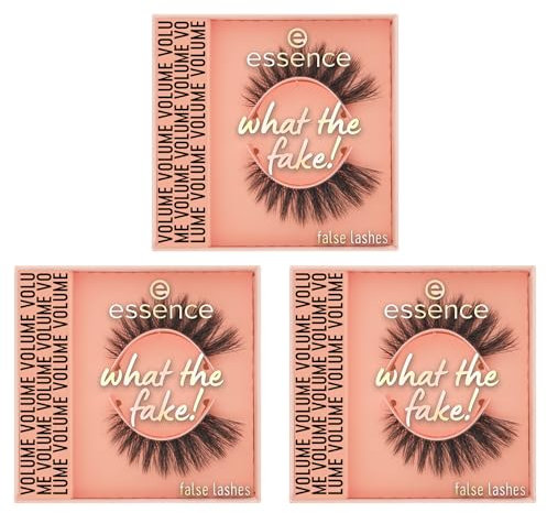 essence what the FAKE! Lot de 3 faux cils artificiels n° 01 Transparents Effet faux cils Végétalien sans particules de microplastique Sans nanoparticules Sans parfum 3 x 1 g