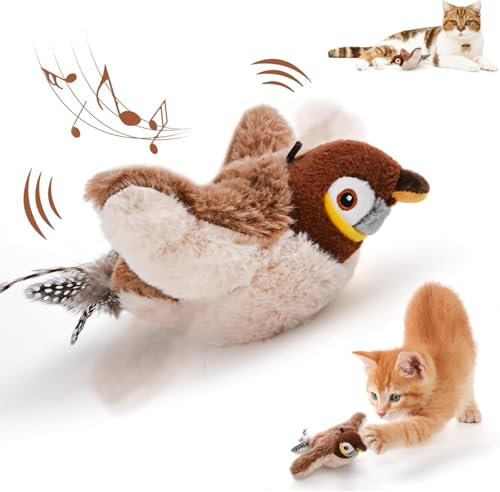HIMS Interaktives Katzenspielzeug Selbstbeschäftigung, Katzenspielzeug Vogel Spielzeug Katze, Elektrisches Vogelspielzeug für Katzen, Interaktives Katzenspielzeug, Flatternder Vogel Katzenspielzeug