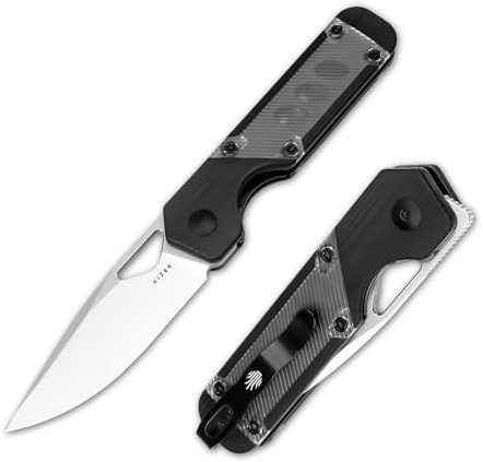 Kizer Mini Militaw Fickkniv för EDC, 7,16 cm Nitro V-blad Fällkniv, G10 & Akrylhandtag Liten EDC-kniv med Fickklämma, Camping Jaktkniv för Män Kvinnor Present V3634SA3
