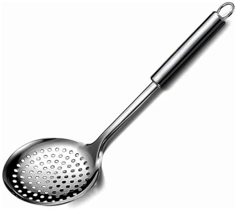 Cyoufine 13.2 Stainless Steel Cooking Skimmer Spoon Metal Slotted Spoon for Straining, Ideal for Frying, Skimmer Ladle Sspoons Kitchen Utensils Fryer Scoop