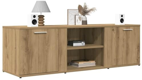 Rantry M-855975 Meuble TV en chêne artisanal en bois multicouche, meuble TV meuble bas pour table de salon industriel, support TV