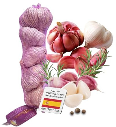 Pflanzknoblauch aus Spanien - Violetter Knoblauch zum selber pflanzen - Kräftig im Geschmack (500 g)