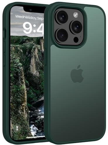 Andwing Matt Hülle für iPhone 13 Pro 6.1 Zoll, Militärstandard FallSchutz Handyhülle für iPhone 13 Pro, Mattierte Durchscheinende Rückseite Schutzhülle, Anti-Fingerabdruck Kratzfest Grün.