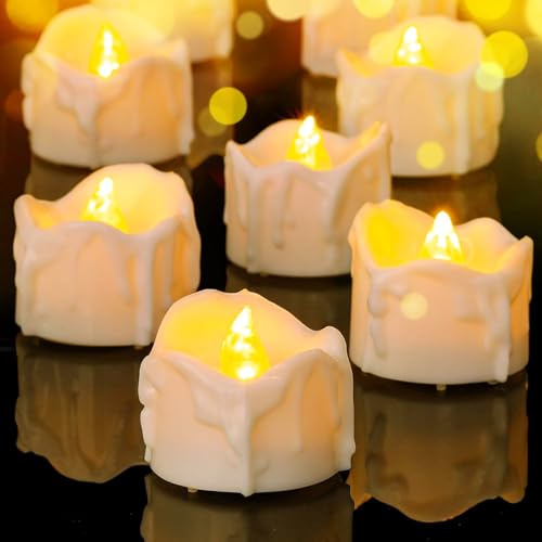 ALEGRE® Led Kerzen Warmweiß,12 Stk Led Teelichter mit Batterie,Weihnachten Flammenlose Teelichter Led Candles,Elektrische Kerzen Lede Teelichte für Hochzeit,Geburtstag,Weihnachten,Halloween Dekoration