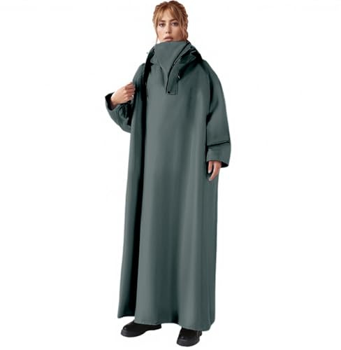 YOSUWOAI Chubasquero largo para hombre y mujer, impermeable, chaqueta de bicicleta, poncho de lluvia, mono a prueba de viento, chaqueta de lluvia para bicicleta, monocolor, chaqueta de trabajo gruesa