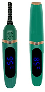 Rizador de pestañas eléctrico de 3 engranajes, herramienta de rizado de pestañas de 2 W, pantalla digital, portátil, maquillaje, rizo, suministro, color verde
