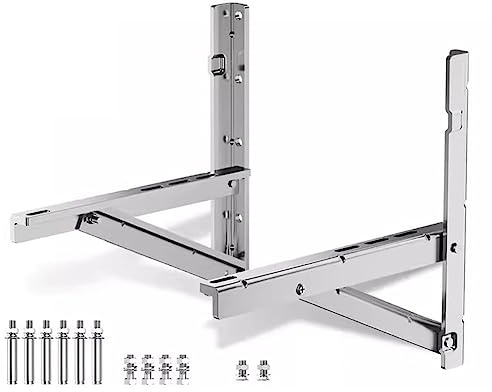 Support Mural extérieur Robuste pour climatiseurs Split, Pompes à Chaleur et systèmes CVC – Compatible avec condenseur jusqu'à 400 kg, Installation Facile, Acier Durable, Argent (50 x 55 cm/