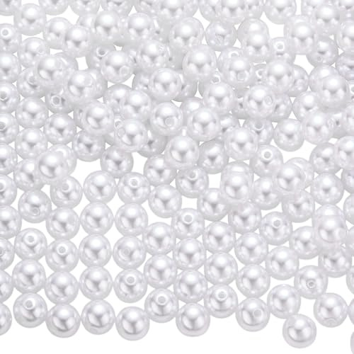 BEEFLYING 200Pcs 12mm Pearl Beads with Hole, Ivory Round Loose Imitation Pearls for Jewelry Making Bracelets Necklaces and Crafts DIY, Sewing on, Hair Decoration and Vase Filler