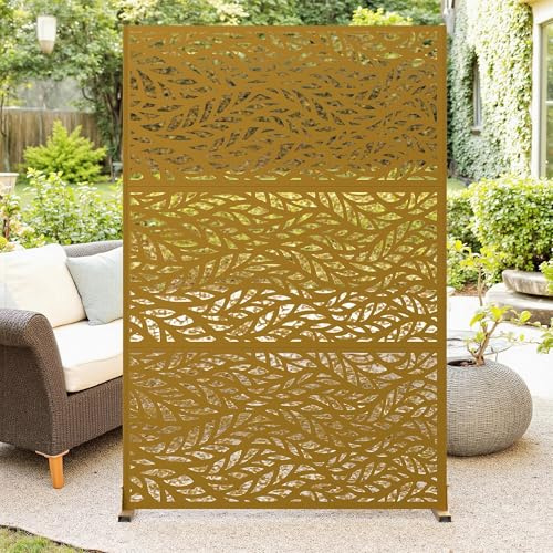 Sichtschutz mit Ständer, 120x180cm Paravent aus Metall, Verzinkter Stahl Raumteiler, Dekorativer Balkon Raumtrenner, Freistehende Trennwand für Outdoor Indoor, Garten, Terrasse, Innenbereich - F