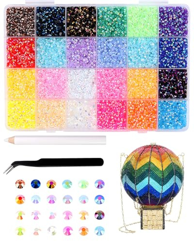 HUVZOR 1PCS 24 Colorato Strass Unghie,Make Up Flatback Strass Occhio Unghie Nail Art 3mm Brillantini Unghie Flatback Perle Nail Charms DIY Brillantini per Unghie