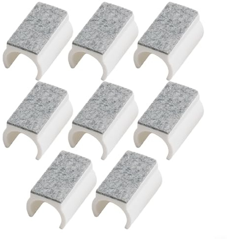 8 feltrini per sedie a forma di U, 22 mm/25 mm, in plastica con feltro, per protezione del pavimento e riduzione del rumore, colore bianco (22 mm)