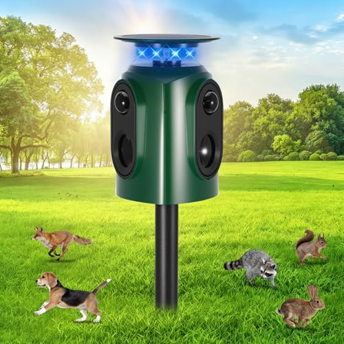 Katzenschreck 360 Grad Solar, Ultraschall-Katzenabwehr für Garten