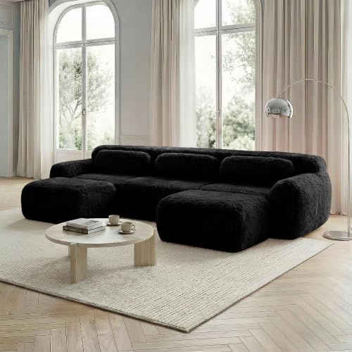 vutizal XXL Modulares Schlafsofa U-Form, montagefreie Familiencouch – Großzügiges Premium-Plüschsofa inklusive Aller Kissen – Für Großfamilien