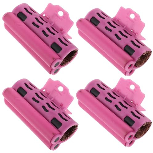 Gogogmee Lot de 4 Pinces à Bigoudis Chauffantes Thermorésistantes en Plastique, Grandes et Petites, Changement de Couleur Indicateur de Température, Clip de Protection Chaleur