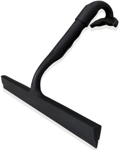 Zindoo Duschabzieher Schwarz Silikon 25 cm mit Haken für Dusche & Glas | Streifenfrei, Vollsilikon schützt vor Kratzern, direkt über die Duschwand einhängen, für Spiegel, Fenster und Fliesen