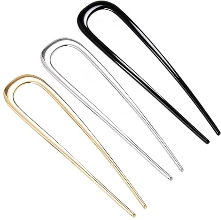 3PCS Französische Haarnadeln U-Förmig, French Hair Pin Hairpins, Bobby Pins und Haarnadeln Groß für Frauen und Mädchen, Hairpin für French Twist Frisuren, Hochwertige Haarnadel Set