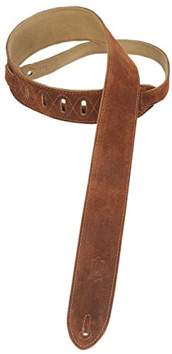 Levy's Leathers Simply Suede Series 2 Guitar Strap with Loop and Ladder Height Adjustment, Brown (MS12-BRN)