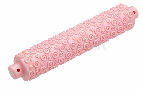 KitchenCraft Sweetly Does It Fondant Rolling Pin with Embossed Textured Swirl Pattern, Pink, 27 cm