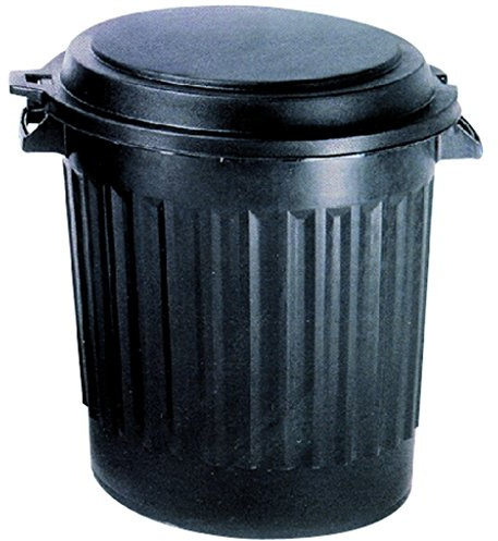 EDA - Poubelle d'Extérieur Eco 80 L - Couvercle avec Verrouillage Rotatif - Poignées Latérales - Ø 51 x H65 cm - Noire