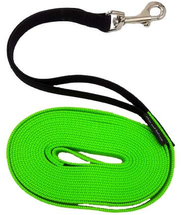 elropet Flex Fährtenleine Schleppleine mit Ruckdämpfer neongrün 50m-20mm Hundeleine