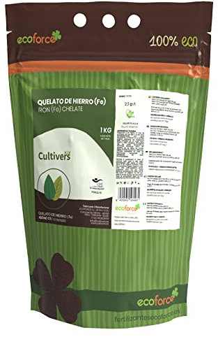 CULTIVERS Eisenchelat Bio 1 kg Gründungsdünger gegen Chlorose, wasserlöslich, Nährstoff zur Korrektur von Eisenchlorose in Pflanzen und Kulturen.Dünger mit 6% Fe-EDDHA (Ortho-Ortho 4,8%)