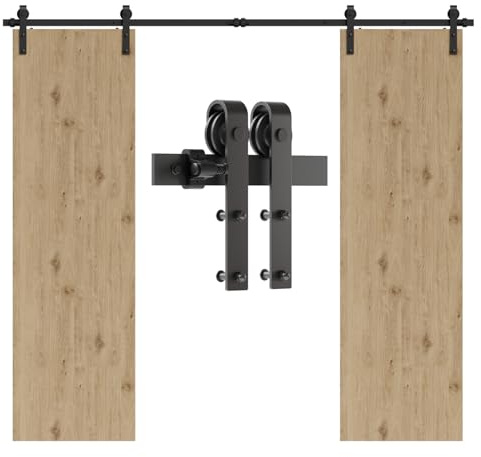 CCJH 274CM/9FT Herraje Para Puerta Corredera Kit de granero Accesorio de armario con rodillo de riel para puerta doble