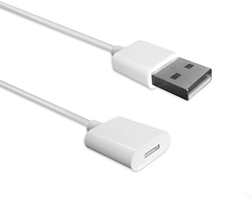 TechMatte Ladeadapter-Kabel Adapter für Apple Pencil 1. Generation | Flexibel (Stecker auf Buchse) Ladekabel Adapter für Apple Pencil (1st generation) und iPad Pro (1,5 Meters, Weiß)