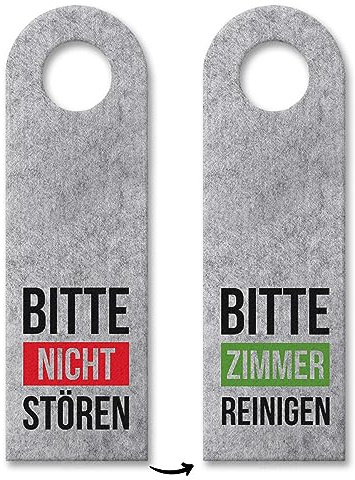 trendaffe - Bitte Nicht stören oder Zimmer reinigen Türhänger mit farbigen Balken in Grau