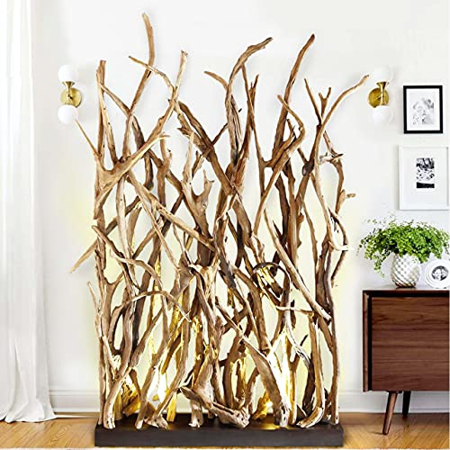 Bressmer Bluma Raumteiler 130x200 cm – Handgefertigter Teakholz Paravent mit 2 Spot Beleuchtungen, nachhaltiger Holz Sichtschutz & Design Raumtrenner, Unikat für Wohnzimmer, Praxis & Wellnessbereiche
