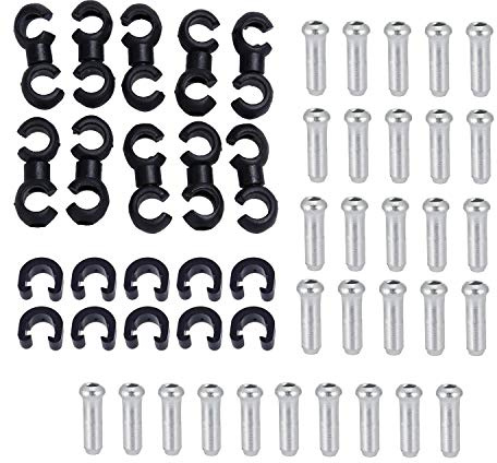 JinYu 50 Stück schwarze Fahrrad-C-Clips-Klemmen und S-Clips-Klemmen, silberne Kabelend-Crimps Straßenrad Mountainbike-C-Clips Gehäuse Schlauchführungsklemmen, für Schaltwerke für Bremsumwerfer