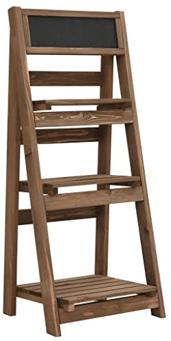 vidaXL Tannenholz Massiv Blumenständer 3 Stufen mit Tafel Blumenleiter Pflanzentreppe Blumenregal Blumenbank Blumentreppe 40x30x90cm