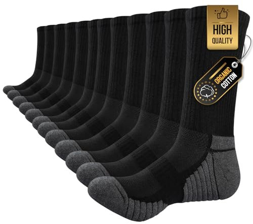 TANSTC Chaussette Homme 43-46 femme chaussette homme hiver Sport Chaussettes Hautes AntidéRapante Respirant Randonnée Chaussettes Football Basketball Velo Trekking Aptitude, Noir L