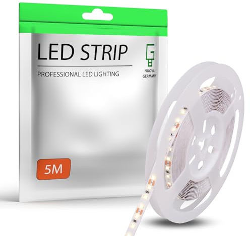 NUOVA GERMANY 5 Metri Striscia LED Bianco Freddo 6000K SMD2835 120LED/m, 24V Dimmerabile Alta Luminosità, 14W/M, 70W, 6500Lumen Totali, Luce Nastro Luminoso, IP20 (5M Fredda 6000K)