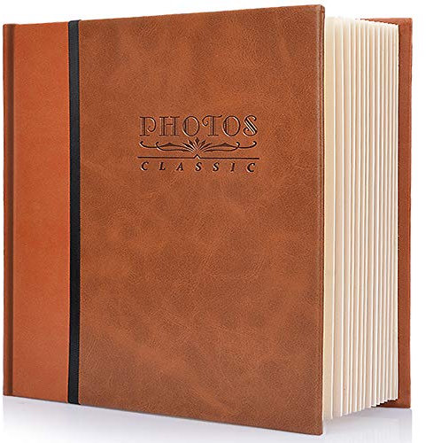 Safedealshop Leather Family Photo Album, Handmade, Waterproof & Dustproof, Holds 3x5 to 8x10