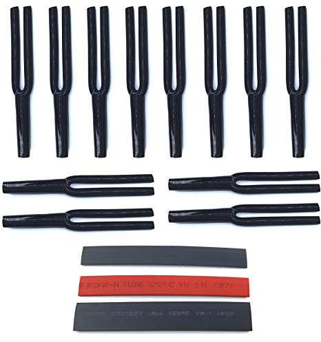 WJSTN Lautsprecher-Kabelhose (Y-Stiefel) Kabelhose, 8 mm, 2-Leiter, schwarz (12 Stück) isolierter, wärmeschrumpfbarer Schlauch (Schrumpfverhältnis 2: 0,5 m)