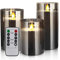 Bougies LED Bougies Sans Flamme 4 5 6Lot de 3, Lumières de Bougies, Bougies à Piles Piliers en Verre Gris Mode de Flamme de Mèche Scintillante Réaliste, Bougies de Télécommande Minuterie 24 Heures