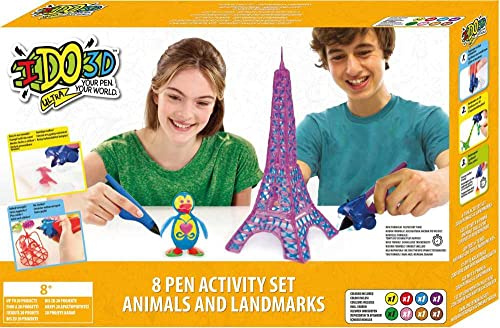 IDO3D Ultra - Set di 8 Penne - Animali dello Zoo e luoghi di Interesse, Creare Arti e Mestieri 3D, Disegno e Pittura Forniture