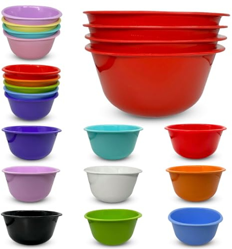 ECO Reusable Unbreakable Colourful Plastic Bowls Set of 4 Shatterproof 100% Food Safe Perfect for Camping, Indoor, Outdoor, and Picnic (Red, Size 400ml)