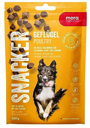 MERA Snacker Geflügel (1 x 200g), getreidefrei, softe Hundeleckerli für Training oder als Snack, herzhafte fleischige Leckerlies für alle Hunde