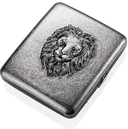 Vintage silber Zigarettenetui Herren Metall Mit Geschenk box,retro Zigarettenbox Männer frau antik Zigarettenetui 20 Zigaretten casr Edelstahl Zigarettenetuis für Herren damen Zigarettenschachtel