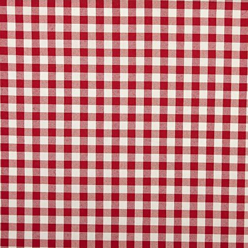Kt KILOtela - Tela Loneta Hilo Tintado, Decoración, Tapizar, Cojines, Cortinas, Colchas, Bolsos, Manteles, 100 cm Largo x 280 cm Ancho, Cuadros Vichy, Rojo ─ 1 Metro