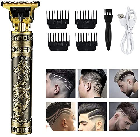 Tondeuse Cheveux Hommes, Rasoir Electriques, Waterproof T-blade Tondeuse de Précision kit de coupe de cheveux chauve avec 4 Peignes de Limite (1.5mm /2mm/3mm/4mm) pour Coupe et Contours Barbe