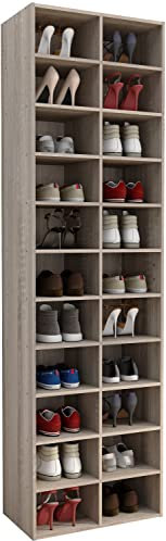 VCM Holz Schuhregal, Maße ca. H. 183 x B. 52 x T. 30 cm, Schuhkommode mit 22 Fächer, Schuhschrank - Hinsol XL