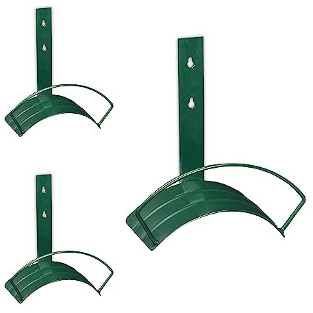 Relaxdays Schlauchhalter, 3er Set, Stahl, für 60 m 5/8 Schlauch, Schlauchhalterung Wand, HBT: 33 x 32,5 x 16,5 cm, grün