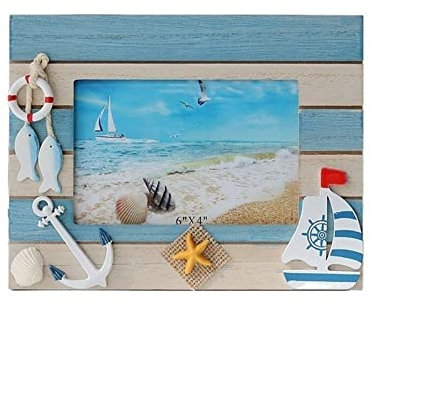 luckxuan Fotorahmen/Bilderrahmen Ocean Style 6-Zoll-Fotorahmen Kreative Desktop-Dekoration Fotorahmen Holz-Display-Rahmen Leerrahmen (Color : B)